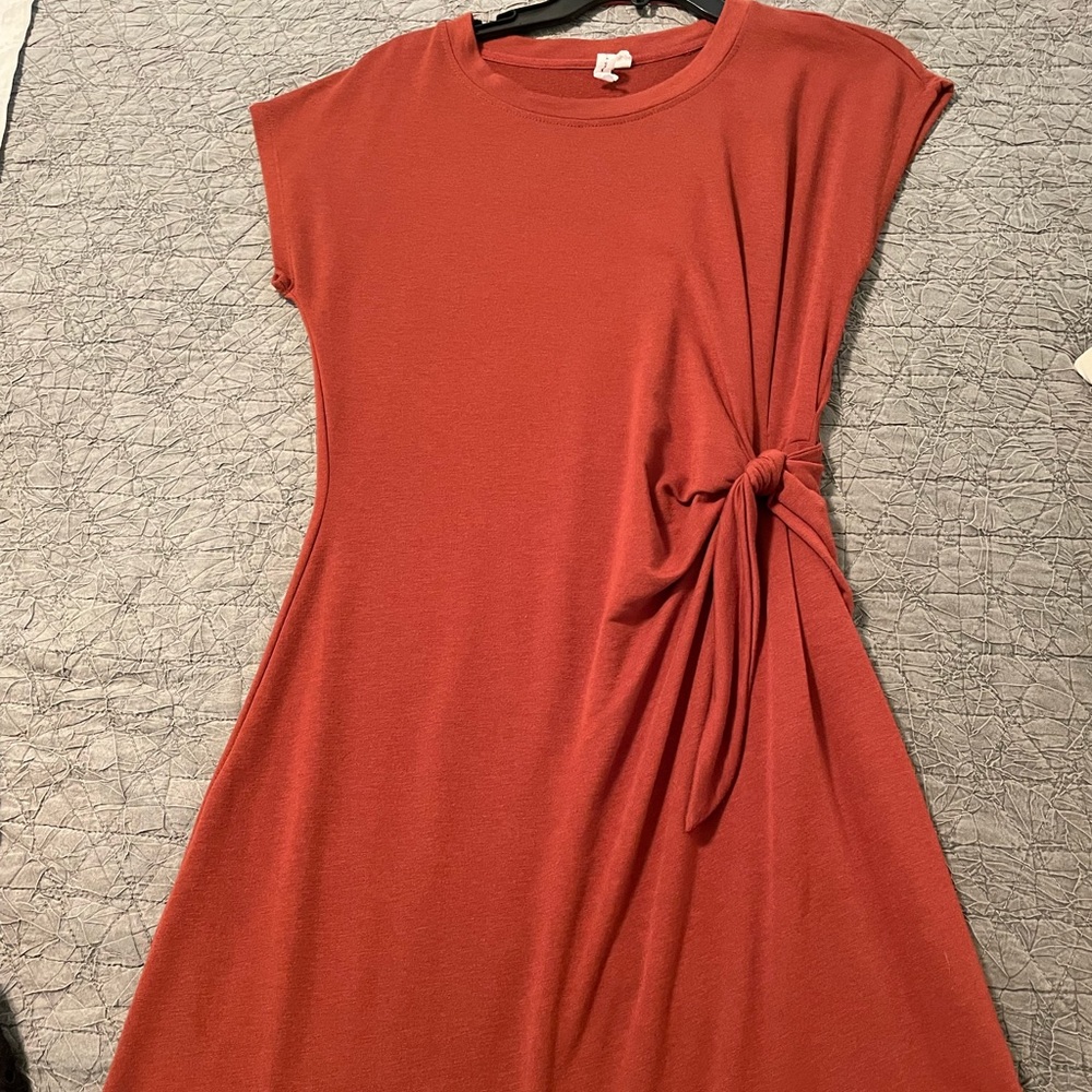 Orange cotton cable and gauge dress size med.